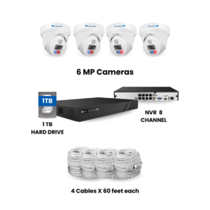 4 Cameras + 8 channel NVR + 4 Cables