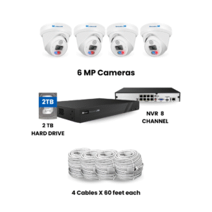 4 Cameras + 8 channel NVR + 2 TB HD + 4 Cables