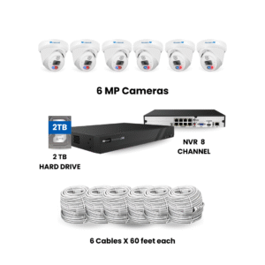 6 Cameras + 8 channel NVR + 2 TB HD + 6 Cables