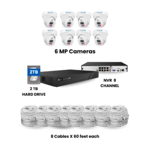 8 Cameras + 8 channel NVR + 2 TB HD + 8 Cables